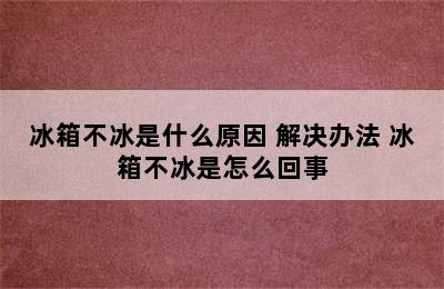 冰箱不冰是什么原因 解决办法 冰箱不冰是怎么回事